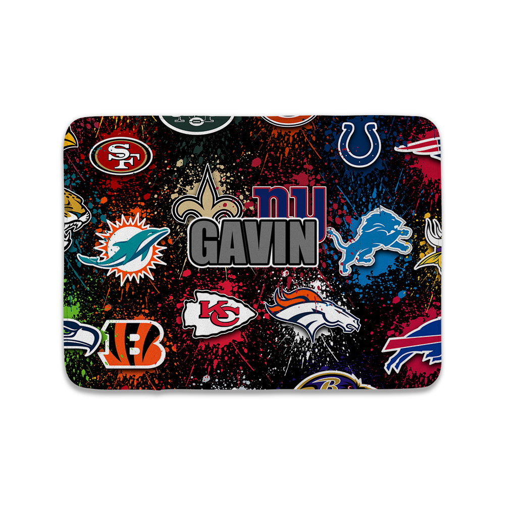 PERSONALIZED FLOOR MAT-NFL SPLATTER TEAMS